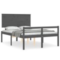 Estrutura de Cama com Cabeceira 140x190 cm Madeira Maciça Cinza