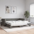 Sofá-cama com Gavetão 100x200 cm Tecido Cinzento-escuro