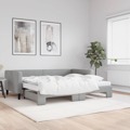 Sofá-cama C/ Gavetão e Colchões 90x200 cm Tecido Cinzento-claro