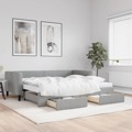 Sofá-cama C/ Gavetão e Gavetas 90x200 cm Tecido Cinzento-claro