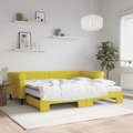 Sofá-cama com Gavetão e Colchões 90x200 cm Veludo Amarelo