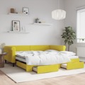 Sofá-cama com Gavetão e Gavetas 100x200 cm Veludo Amarelo