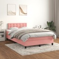 Cama Boxspring com Colchão 120x200 cm Veludo Rosa