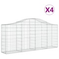 Cestos Gabião Arqueados 4 pcs 200x30x80/100cm Ferro Galvanizado