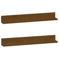 Prateleiras de Parede 2 pcs 80x11x9cm Pinho Maciço Castanho-mel