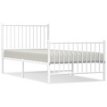 Estrutura de Cama com Cabeceira e Pés 90x190 cm Metal Branco