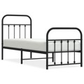 Estrutura de Cama com Cabeceira e Pés 75x190 cm Metal Preto