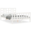 Estrutura de Cama King Size com Cabeceira Madeira Maciça Branco