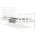 Estrutura de Cama com Cabeceira 90x190 cm Madeira Maciça Branco