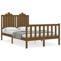 Estrutura de Cama Dupla Pequena 4FT Madeira Maciça Castanho-mel