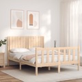 Estrutura de Cama com Cabeceira 140x190 cm Madeira Maciça