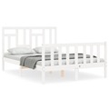 Estrutura de Cama com Cabeceira 140x200cm Madeira Maciça Branco