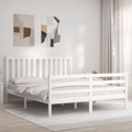 Estrutura de Cama King Size com Cabeceira Madeira Maciça Branco