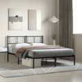 Estrutura de Cama em Metal com Cabeceira 150x200 cm Preto