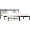 Estrutura de Cama com Cabeceira 183x213 cm Metal Preto