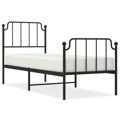 Estrutura de Cama com Cabeceira e Pés 75x190 cm Metal Preto