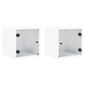 Mesas de Cabeceira C/ Portas de Vidro 2 pcs 35x37x35 cm Branco