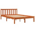 Estrutura de Cama 140x190 cm Madeira Pinho Maciça Castanho Cera