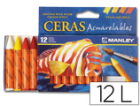 Lápis de Cera Manley Aguareláveis c/12 Sortidos