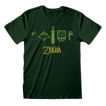 Camisola de Manga Curta Unissexo The Legend Of Zelda Icons Verde-escuro L