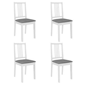 Cadeiras de Jantar com Almofadões 4 pcs Madeira Maciça Branco
