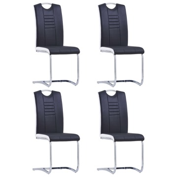 Cadeiras de Jantar Cantilever 4 pcs Couro Artificial Preto