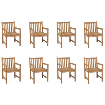 Cadeiras de Exterior 8 pcs Madeira de Teca Maciça
