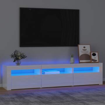Móvel de Tv com Luzes LED 180x35x40 cm Branco Brilhante