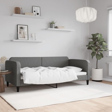 Sofá-cama 90x190 cm Tecido Cinzento-escuro