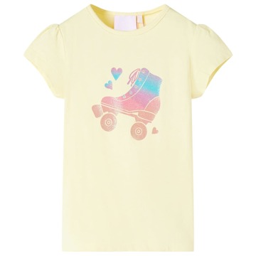 T-shirt de Criança com Estampa de Patins Amarelo-suave 140