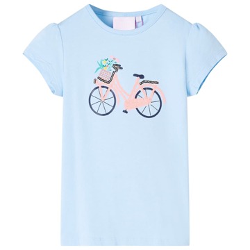 T-shirt de Criança com Estampa de Bicicleta Azul-claro 104