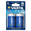 Pilha Alcalina Varta LR20 D 1,5 V 16500 Mah High Energy (2 Pcs) Azul