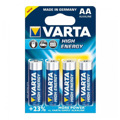 Pilha Alcalina Varta LR6 AA 1,5 V 2930 Mah High Energy (4 Pcs) Azul