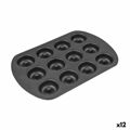 Molde para o Forno Quttin Dónutes Aço com Carbono Preto 26,5 X 18 X 2 cm (12 Unidades)