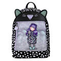 Mochila Casual Gorjuss Smitten Kitten Preto Branco (25,5 X 31 X 10 cm)