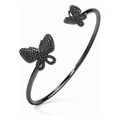 Bracelete Folli Follie Borboletas Prata Esterlina (ø 55 mm) Preto