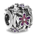 Miçangas Femininas Pandora Openwork Purple Daisy Prateado Roxo