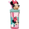 Copo com Palhinha Minnie Mouse 360 Ml 3D Cor de Rosa