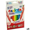 Conjunto de Canetas de Feltro Carioca Birello Multicolor 12 Peças Ponta Dupla (4 Unidades)