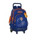 Mochila Escolar com Rodas Compact Valencia Basket Azul Laranja