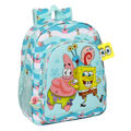 Mochila Escolar Spongebob Stay Positive Azul Branco (32 X 38 X 12 cm)