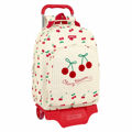 Mochila Escolar com Rodas Safta Cherry Bege (32 X 42 X 15 cm)