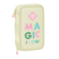 Estojo Escolar com Acessórios Glow Lab Magic Flow Bege (12.5 X 19.5 X 4 cm) (28 Pcs)