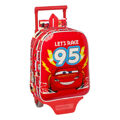 Mochila Escolar com Rodas Cars Let's Race Vermelho Branco (22 X 27 X 10 cm)