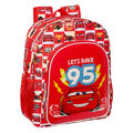 Mochila Escolar Cars Let's Race Vermelho Branco (32 X 38 X 12 cm)