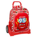 Mochila Escolar com Rodas Cars Let's Race Vermelho Branco (33 X 42 X 14 cm)