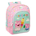 Mochila Escolar Peppa Pig Ice Cream Cor de Rosa Menta 26 X 34 X 11 cm