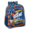 Mochila Escolar Hot Wheels Speed Club Laranja Azul Marinho (32 X 38 X 12 cm)