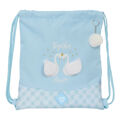 Saco Mochila com Cordas Glow Lab Cisnes Azul 35 X 40 X 1 cm