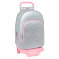 Mochila Escolar com Rodas Benetton Silver Acolchoado Prateado 30 X 46 X 14 cm